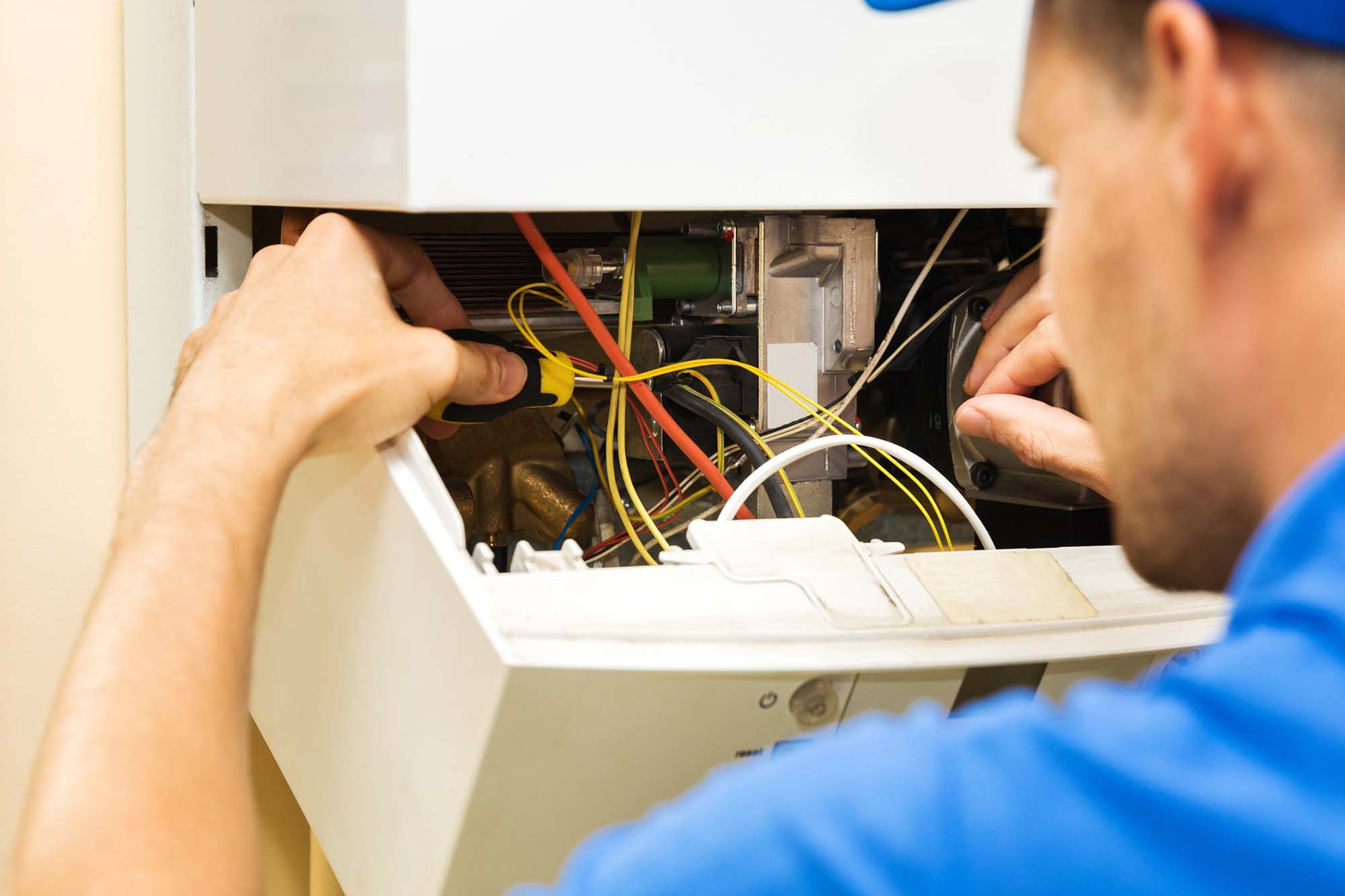 Central heating system repair underway