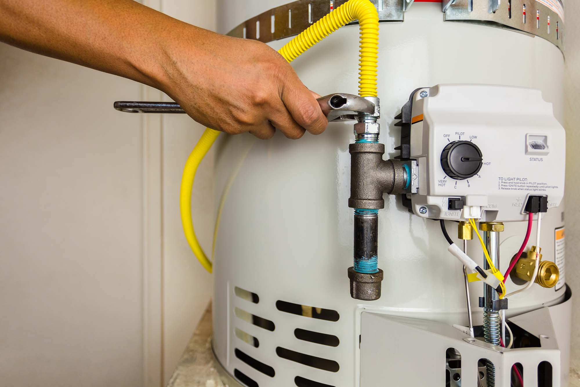 Replacement water heater being fitted